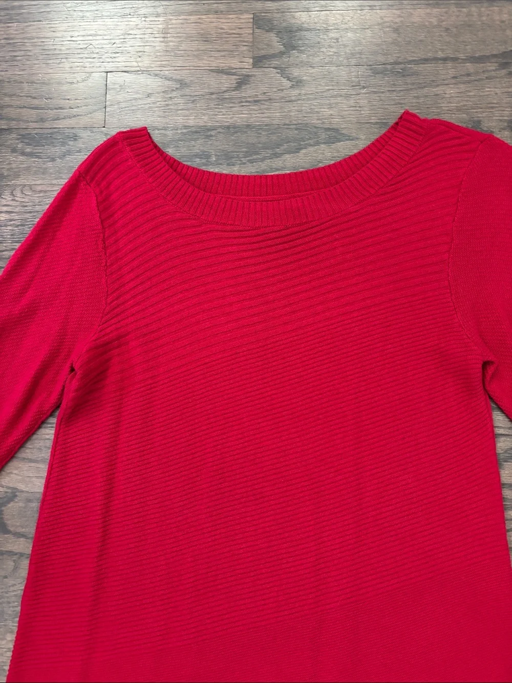 Apt. 9 Red Long Sleeve Ribbed Knit Top